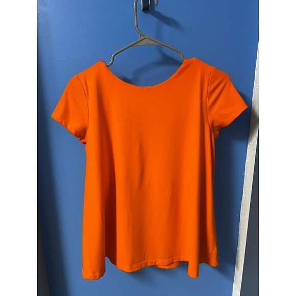 Susana Monaco Orange Maternity Oversized Short Sleeve Top With Back Bow Tie, SM - Picture 3 of 7
